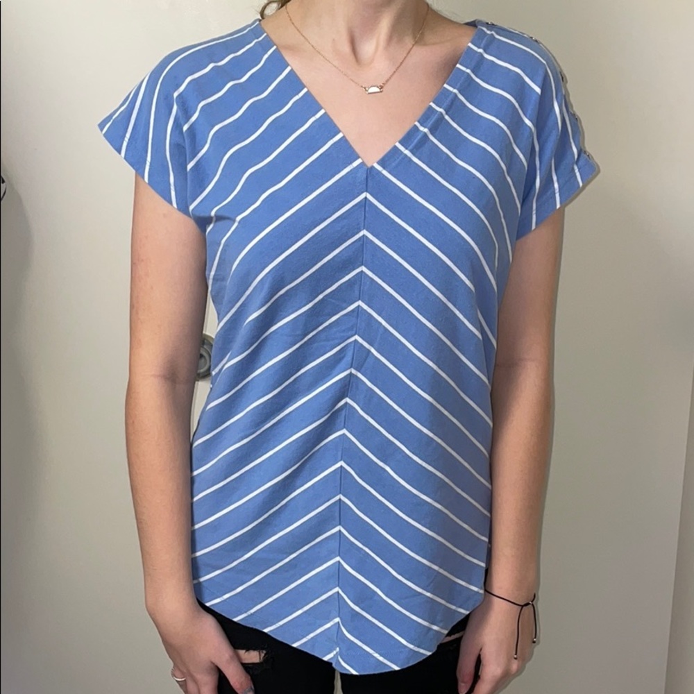 Light Blue Striped Semi-Professional Top